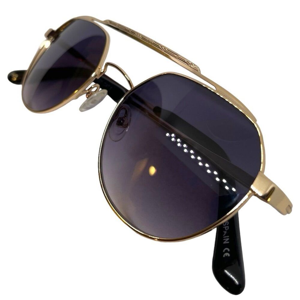 MO Sun Rx 203M C 50-20 CAT.3 Round Full Rim Sunglasses - Gold Black - Picture 5 of 10